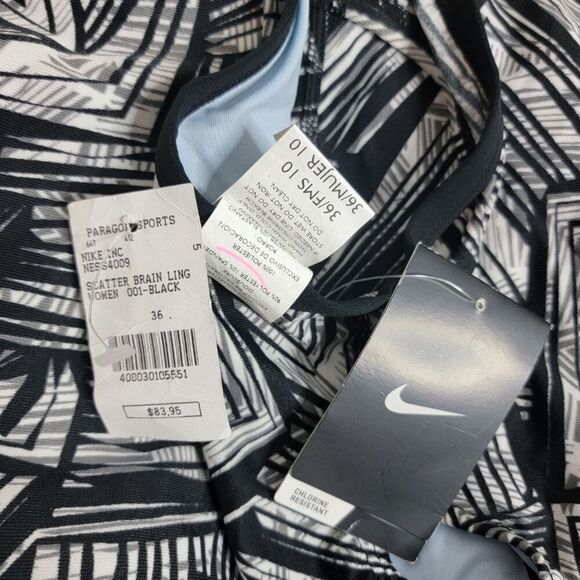 Nike Scatter Brain Black White One Piece Swimsuit NWT Sz 10 - Picture 10 of 10